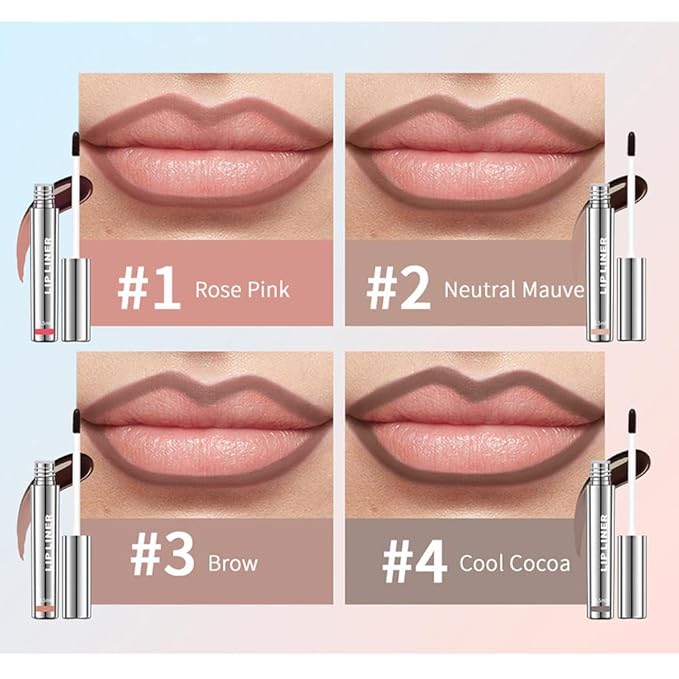 2PC Pipe-off lip liner stain,Nude Matte Tint,Non-Fading, Full Coverage,light brown/dark brown/burgundy long-lasting,line tattoo high-color Tint,Smudge-Proof,Waterproof(#2 Neutral Mauve+#3 Brown)