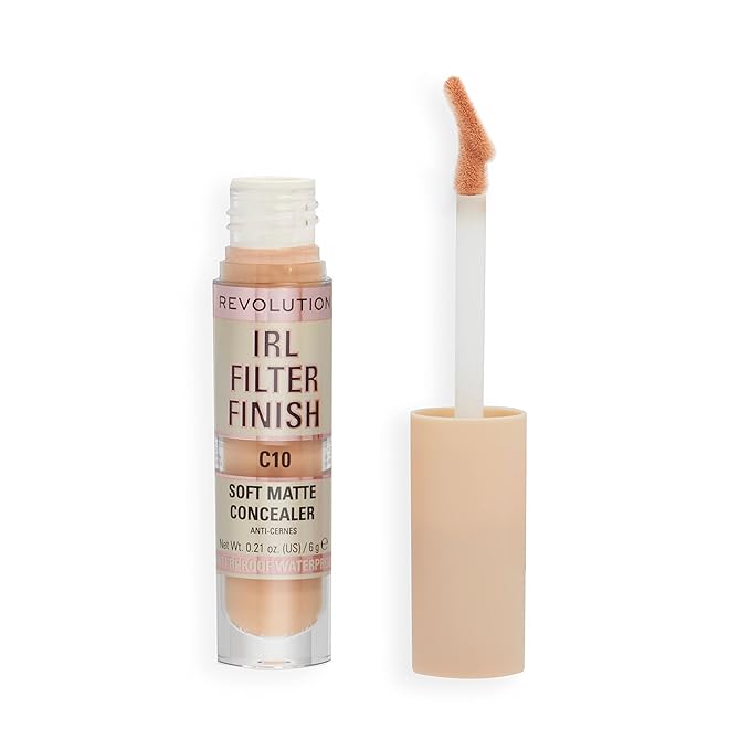 Revolution, IRL Filter Finish Concealer, Full Coverage, Oil-Free, Long-Lasting & Lightweight Formula, Infused with Hyaluronic Acid, Vegan & Cruelty-Free, C10, 0.21 oz