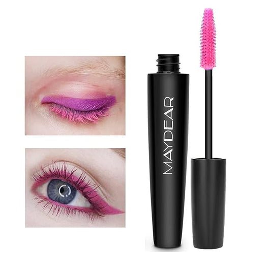 Maydear Pink Mascara for Eyelashes, Waterproof Colored Mascara Long Lasting Smudgeproof Colorful Mascara for Women Fast Dry Lengthening Eye Makeup Party Stage Use - Rose