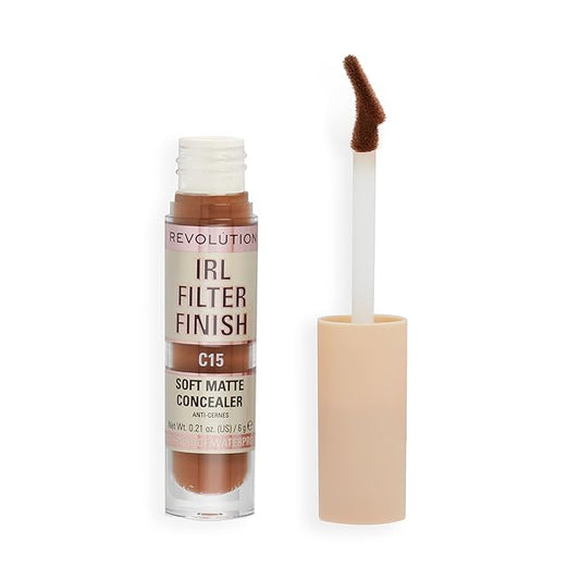 Revolution, IRL Filter Finish Concealer, Full Coverage, Oil-Free, Long-Lasting & Lightweight Formula, Infused with Hyaluronic Acid, Vegan & Cruelty-Free, C15, 0.21 oz