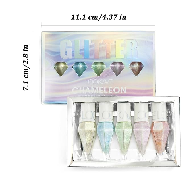 5 Pcs Glitter Eyeliner Liquid Eyeshadow Diamond Colorful Set with Shimmer and Waterproof for Gift Eye Glitter Makeup（Colourful）