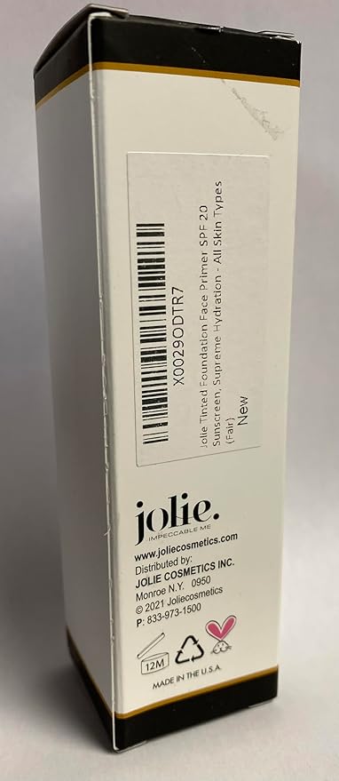 Jolie Tinted Foundation Face Primer SPF 20 Sunscreen, Supreme Hydration - All Skin Types (Fair)