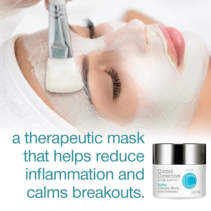 CONTROL CORRECTIVE Sulfur Calming Mask, 2 Oz - Soothes And Calms Inflamed Acne & Reduces Oily Skin, Absorbs Oil, Reduce Enlarged Pores, Cooling Relief