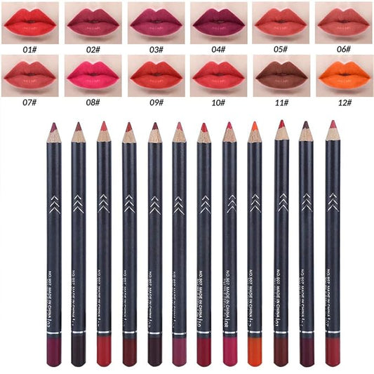12 Colors Lip Liner Pencil, Lip Makeup Soft Pencils, Mattee Waterproof Lip Liner Pencil Lipstick Pen Long-lasting Comestic Tool Matte Lip Liner Pencil Set