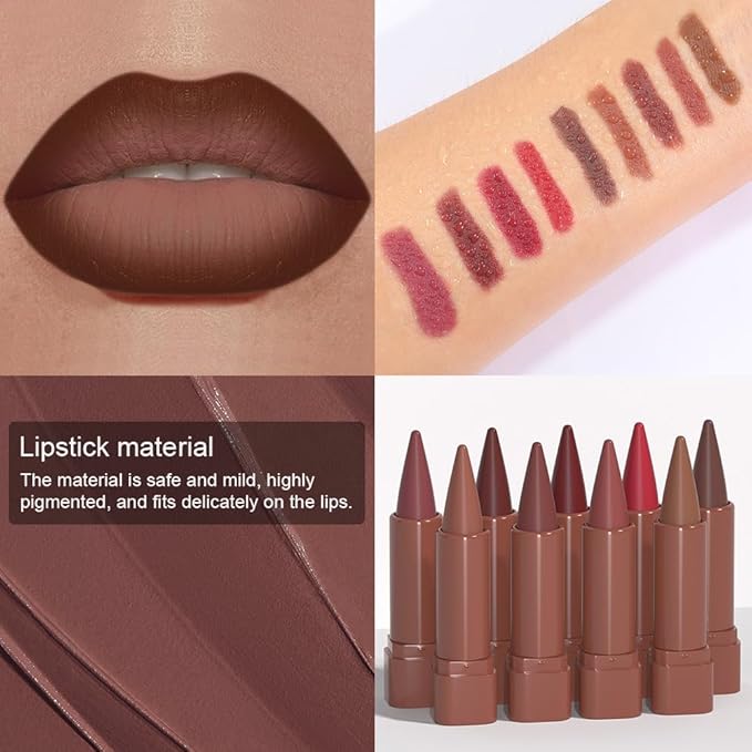 Matte Lip Crayon Lip Liner and Lipstick Combo Sets, Maroon Gradient Matte Lip Bar Lipstick And Lip Liner Set, Contour Gradual Ombre Effect Lip Pencil For Old Women,Long Lasting Waterproof Smudge Proof
