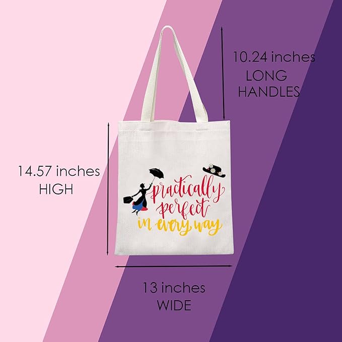 Mary Pop-p Cosmetic Make up Bag Mary Pop-p Gift Practically Perfect in Every Way Makeup Zipper Pouch Bag for Women (Tote)