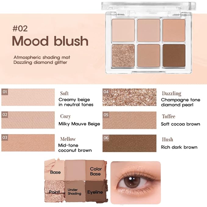 BBIA Ready To Wear Eye Palette - Ultimate Eyeshadow Palette Blendable & Buildable Shade Soft Texture Shimmer Finish Gorgeous Pearls Daily Eye Shadow Colors Vegan Korean Eye Makeup (02 MOOD BLUSH)
