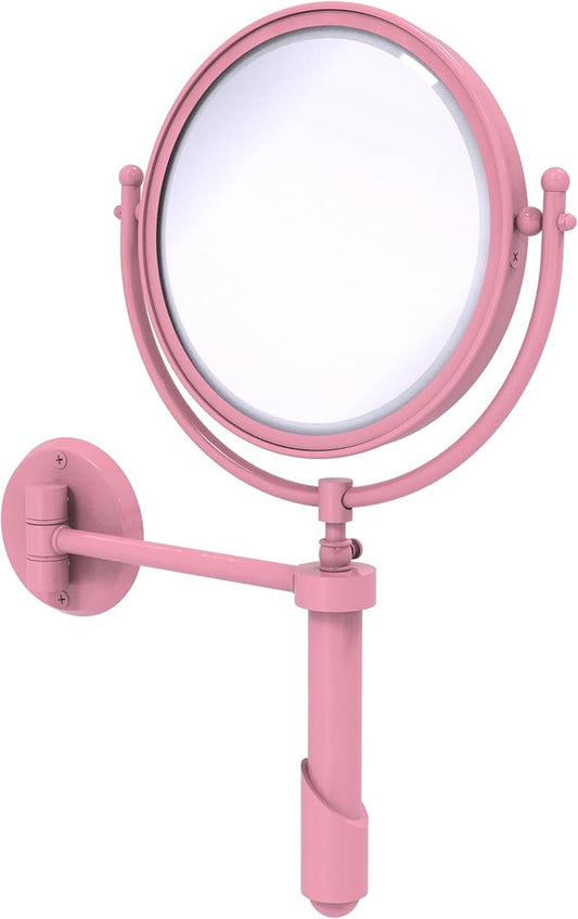 Allied Brass TRM-8/3X-PNK Tribecca Collection Wall Mounted Make-Up Mirror 8 Inch Diameter with 3X Magnification, Pink