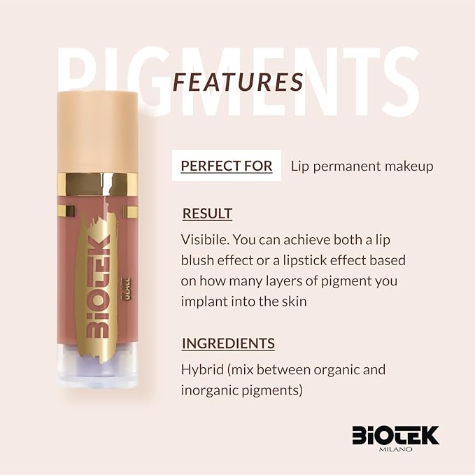 Biotek Lip Pigment for Permanent Makeup - Brownish Color for Lip - Made in Italy - Glace 0,61 fl.oz.
