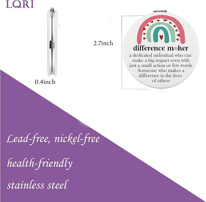 LQRI Different Maker Makeup Mirror Coworker Teacher Boss Appreciation Gift Thank You Gift for Women