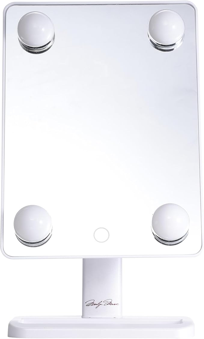Marilyn Monroe – Vanity Mirror with Lights, Tabletop Makeup Mirror with 4 LED Bulbs, Portable, Smart Touch Control & 360° Rotation