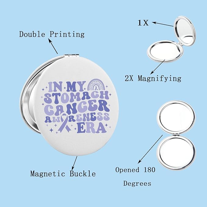 BEKECH Stomach Cancer Awareness Gifts Cancer Support Gifts in My Stomach Cancer Awareness Era Compact Mirror Warrior Gifts