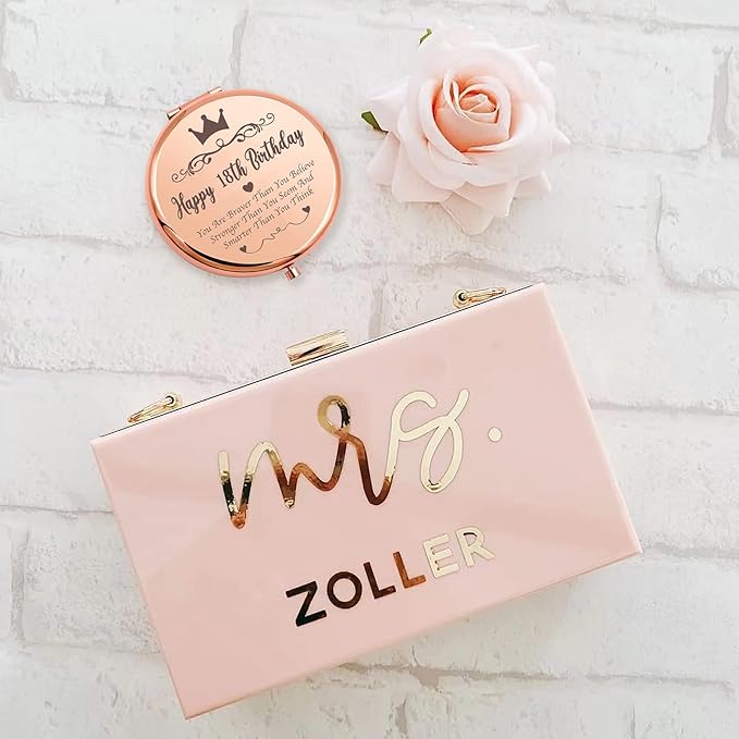 Ming Heng 18th Birthday Gifts Inspirational Compact Makeup Rose Gold Makeup Mirror for Daughter Niece Sister Best Friends,Coming of Age Gift for Girls,18 Years Old Birthday Party Gift