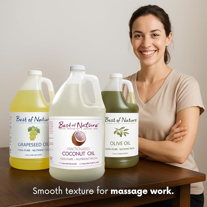 Best of Nature 100% Pure Grapeseed Oil - Unscented, Lightweight, Non-Greasy Moisturizer for Hair, Skin, Face & Aromatherapy, Carrier Oil for Essential Oils, Half Gallon (64 fl oz)