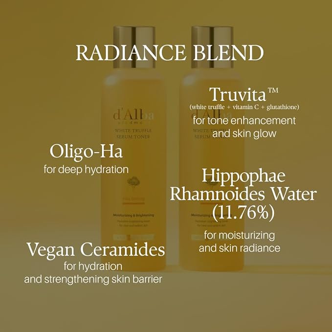 d'alba Piedmont White Truffle Vita Toning Serum Toner, Glass Skin with Double Vitamin Skincare, Face Moisturizer, (6.09 fl. oz)