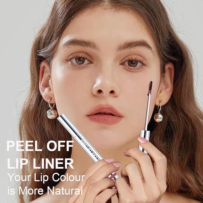 3 Colors Peel Off Lip Liner Stain with Tweezer, Long Lasting Waterproof Lip Tint Stains Makeup Set with Matte Finish for Women, Natural Look, Easy to Use, for All Skin Types (367)