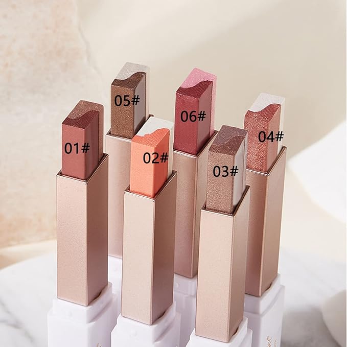 12 Colors Glitter Eyeshadow Stick,Double Colors Shimmer Eye Shadow Stick Gradient Eye Makeup