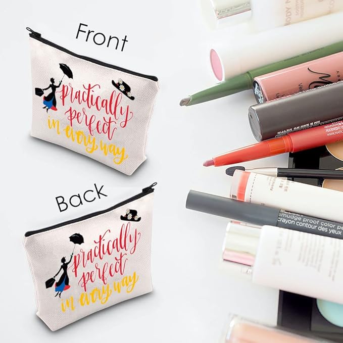 Mary Cosmetic Make up Bag Mary Gift Practically Perfect in Every Way Makeup Zipper Pouch Bag for Women (Practically Perfect)