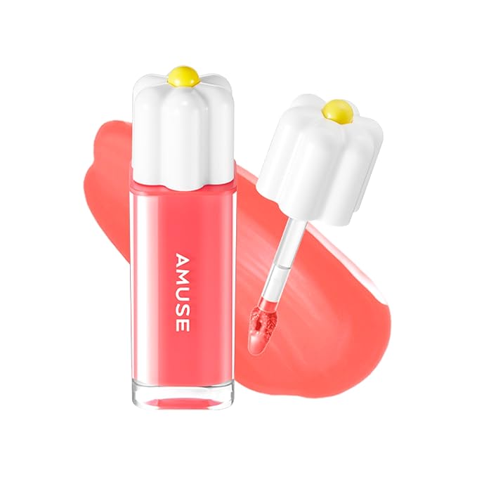 Amuse SEOUL Daisy Flower Dew Tint 01 LA VIE EN CORAL | 35% High-moisture Water Tint, Long-lasting, Vitamin E, Moisturizing, No Peel Off, Lip Treatment, Non Sticky, Korean Lip Tint for Dry Lips