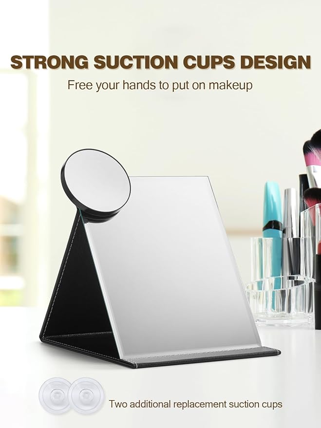 40X Magnifying Mirror with 2 Suction Cups, 3.5 inches Magnified Makeup Mirror and Slant Tweezers,Black,1PC