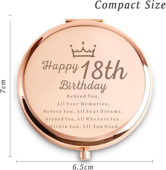 19th Birthday Gifts for Girls, Best Female Presents for 19 Year Old Daughter Niece Granddaughter Sister Friend, Personalized Engraved Compact Mirror Gift Ideas