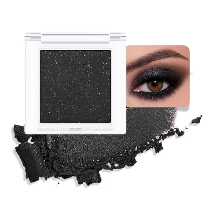 Matte Single Eye Shadow Palette Makeup, Matte Black Shimmer Monochrome Eyeshadow For Old Women, Pigmented Waterproof Sombras Para Ojos, Vegan, Talc, Paraben & Cruelty Free, 04