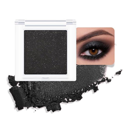 Matte Single Eye Shadow Palette Makeup, Matte Black Shimmer Monochrome Eyeshadow For Old Women, Pigmented Waterproof Sombras Para Ojos, Vegan, Talc, Paraben & Cruelty Free, 04