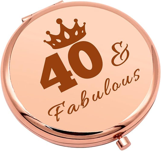 40th Birthday Gifts for Women 40 Year Old Birthday Gifts for Women Compact Makeup Mirror for Mom Wife Aunt Sister Funny 40th Birthday Gifts for Her Folding Makeup Mirror Turning 40 Gifts for Women