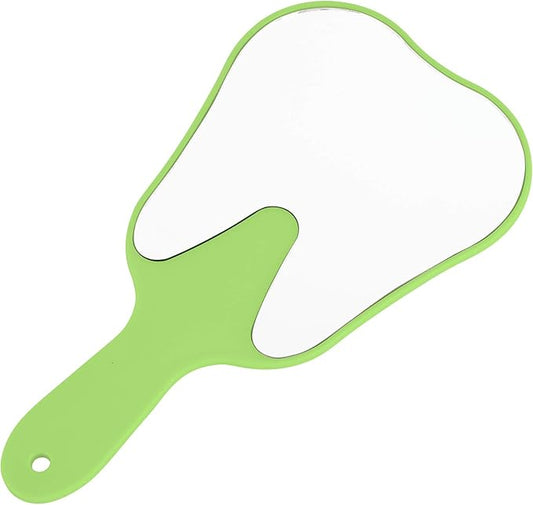 Annhua Hand Mirror Small Face Mirrors, Handheld Mirrors with Handle Tooth Shaped Mirror Tool for Dentist Clinic, Barber, Salon and Hairdreesing - Green