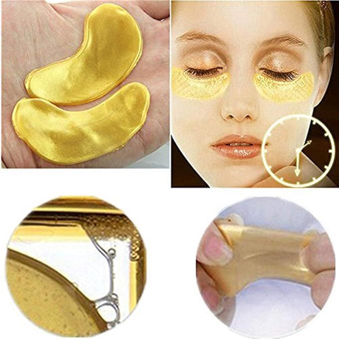 30 Pairs 24K Gold Eye Mask Powder Crystal Gel Collagen Natural Eye Pads For Anti-Aging & Moisturizing Reducing Dark Circles, Puffiness, Wrinkles