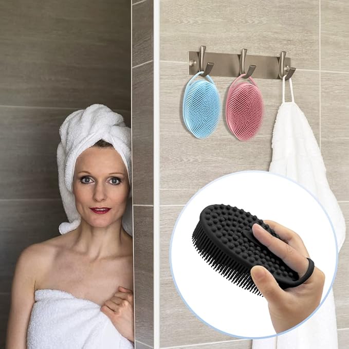 3 Pack Silicone Exfoliating Body Scrubber, Soft Loofah Fit for Sensitive and All Kinds of Skin, Clean and Sanitary, Rapid Foaming