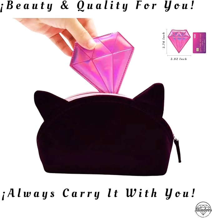 Makeup Mirror| Small Cute for Purse|2X/1X Magnifying| Your Womens Fashion| Travel Portable Slim Compact Mirror| Leather Gorgeous Elegant Iridescent Diamond Shape Women| Graduation Stylish