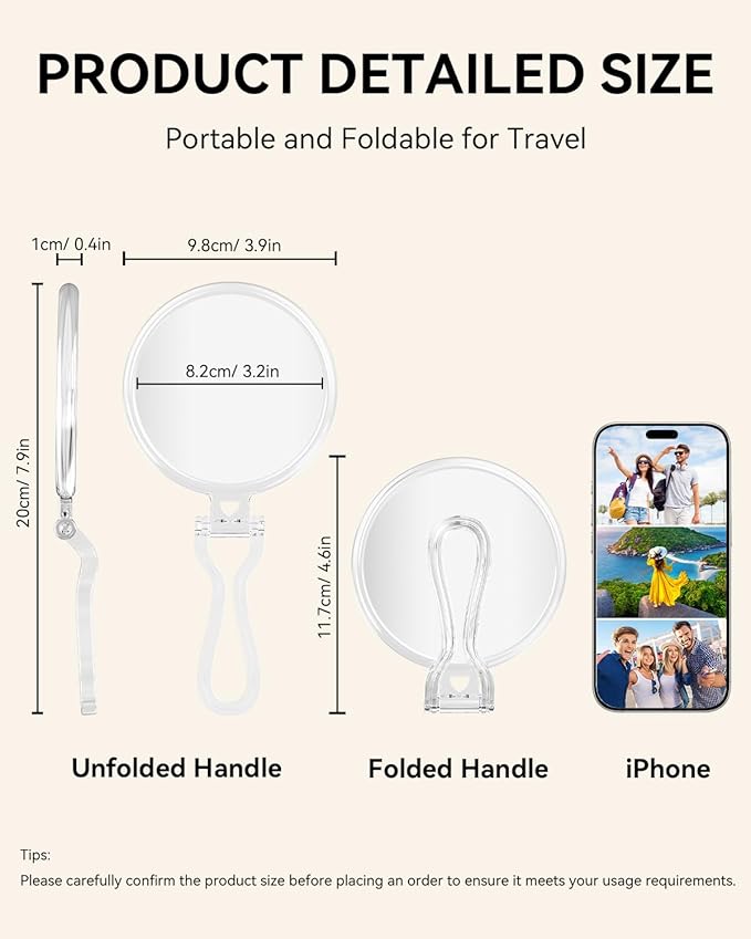 1X/30X Magnifying Mirror for Travel with Handle, Double Sided Hand Mirror with 1X/30X Magnification and Tweezers, Foldable Portable Handheld Magnifying Mirror for Makeup, Shaving, Travel