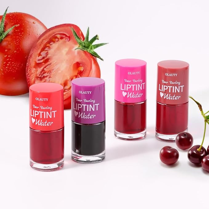 Water Lip Tint Red Grapefruit/Grape,korean Lip Tint Stain Natural Moisturizing& Non-sticky,Lip/Eye/Cheek 3 in 1 Lip Gloss，Smudge-proof & Lightweight,Vivid Color