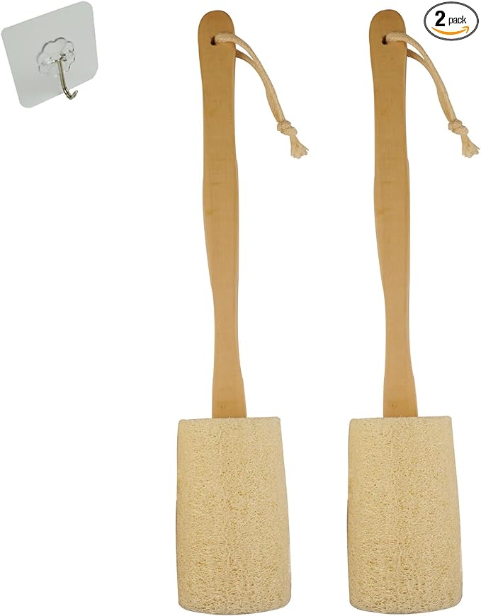 Back Loofah Scrub Loofah Sponge Long Handle Loofah Shower Bath Brush On a Stick Body Scrub Brush Scrubber Loofah Exfoliating Body Eco-Friendly Sponge