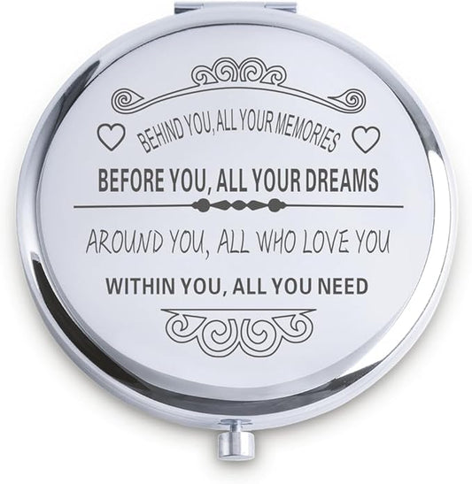 Personalized Gifts for Women Girls, Inspirational Compact Mirrors, 2025 Graduation Gifts for Her, Unique Mothers Day Birthday Gifts for Mom Sister Wife Daughter Niece, Friendship Gifts for Friends