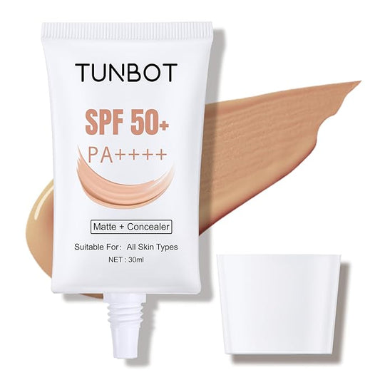 TUNBOT Long Lasting Concealer Foundation, SPF 50, Makeup to Cover Facial Imperfections, Unscented Foundation for All Skin Types (30ml)