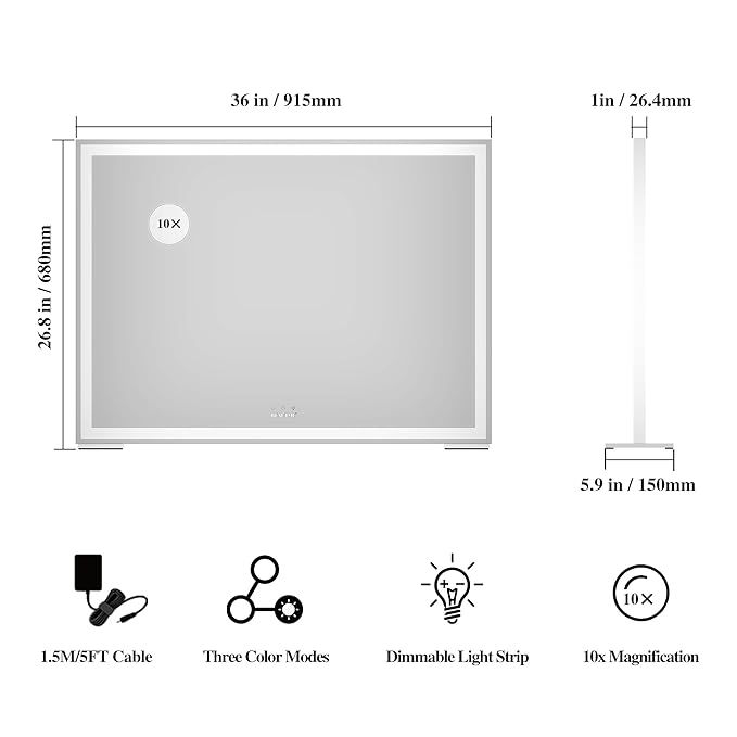 BEAUTME Vanity Mirror with Lights for Tabletop,Hollywood Lighted Makeup Mirror for Dressing Room & Bedroom,Big Desk Mirror Vanity (920×150×680mm)