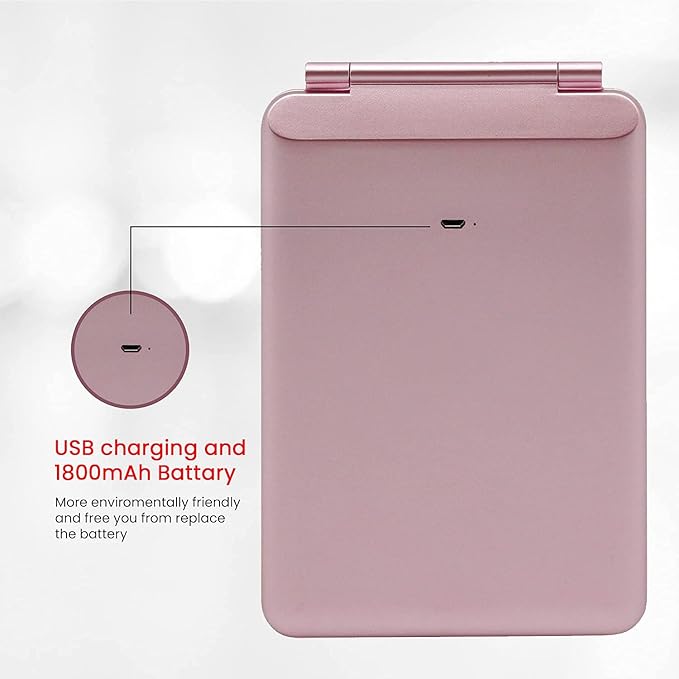 Makeup Mirror with LED Lights – USB Rechargeable Led Lighted Vanity Mirror | Travel Mirror with 3 Color Lights | Touch Screen Sensor Portable and Magnifying Mirror