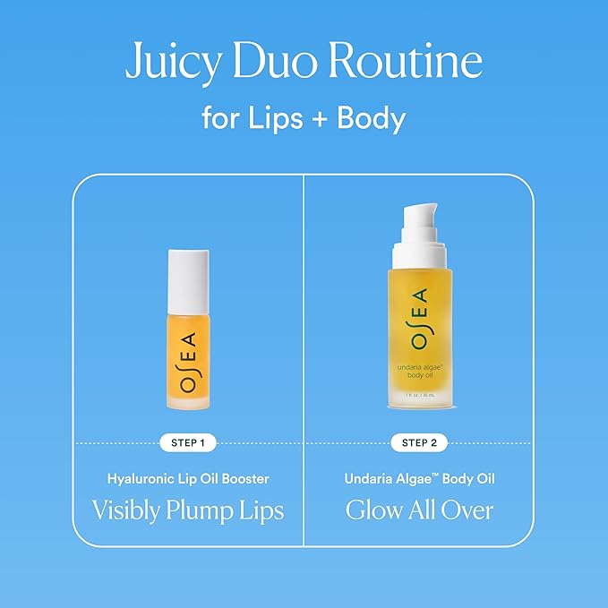 OSEA Juicy Duo Gift Set - Hyaluronic Lip Oil Booster & Undaria Algae™ Body Oil - Travel Size - Stocking Stuffer - Gift for Her