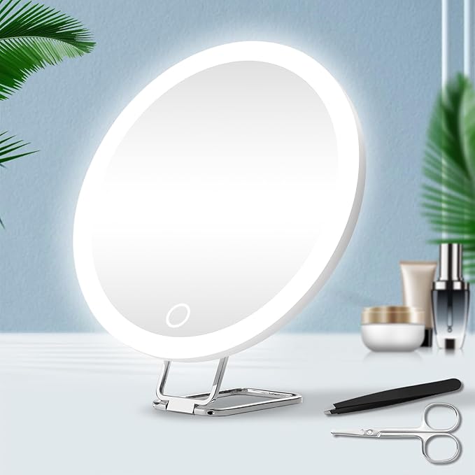 6" 30X Magnifying Mirror with Light Suction Cup,Led Close up Mirror for Checking Pores with 360° Stand,3 Color Lighted Personal Mirror 30X,30 Times High Magnification Concave Mirrors
