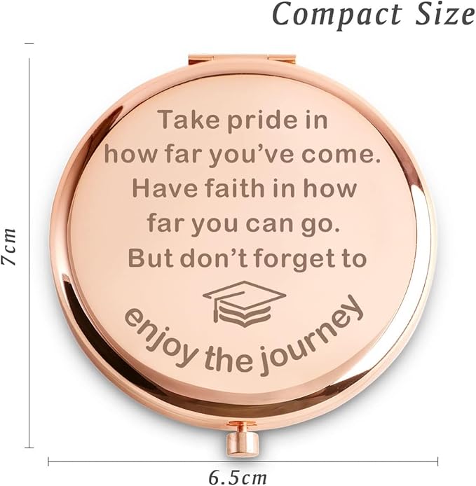 Graduation Gifts for Her 2025, Personalized Compact Mirror, Class of 2025 Gift for Female Graduate, University, College, Medical School, High School Graduation Gift for Women Girls
