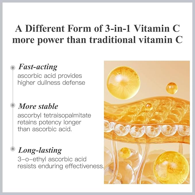 Triple Vitamin C Dark Spots Correction Capsules Serum For Face,Camellia VE Anti-Aging Essence For Women Camellia Niacinamide serum For Women To Tighten Sagging Skin And Reduce Fine Lines