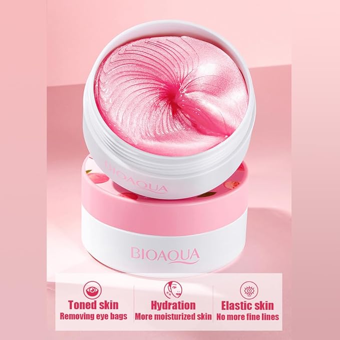BIOAQUA Honey Peach Hexapeptide Eye Mask Patches Moisturizing Firming Anti-Puffiness Remove Dark Circle Soothing 60pcs/30pairs
