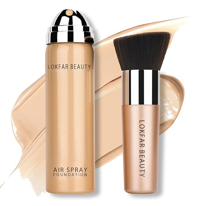 AirBrush Foundation Spray, Silky Mist Spray Makeup Kit with Brush, Full Coverage Foundation for Smooth Radiant Finish, Formula Breathable Lightweight Hydrating | #02 Nude