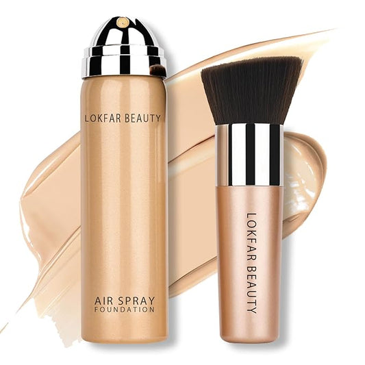AirBrush Foundation Spray, Silky Mist Spray Makeup Kit with Brush, Full Coverage Foundation for Smooth Radiant Finish, Formula Breathable Lightweight Hydrating | #02 Nude