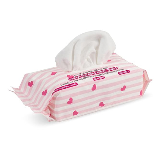 Makeup Remover Cosmetic Towels, Reusable (25 Count, 200 Uses) and Disposable Face Towel, Machine Washable, Ultra Soft, Removes All Types of Makeup, Specifically Made for Face and Body