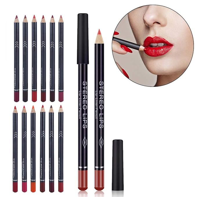 12 Colors Lip Liner Pencil, Lip Makeup Soft Pencils, Mattee Waterproof Lip Liner Pencil Lipstick Pen Long-lasting Comestic Tool Matte Lip Liner Pencil Set