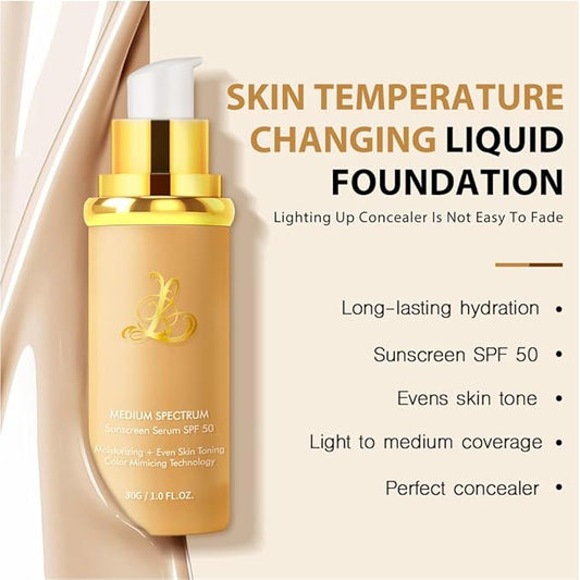 Foundation 4 in 1 - Color Changing, Medium Coverage, SPF 50, Hypoallergenic, Long-lasting & Waterproof, Neutral Finish - 1.06 fl oz