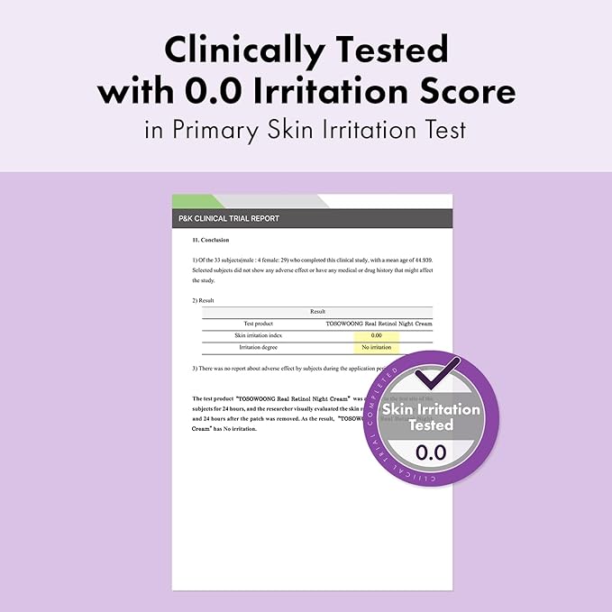 TOSOWOONG Real Retinol 0.1% Night Cream, Anti-Aging Face Moisturizer with Retinol, Bakuchiol, Firmer Skin, Reduce Wrinkles and Pore Minimizer | Korean Skincare for Face & Neck, 50ml / 1.69 fl. oz.